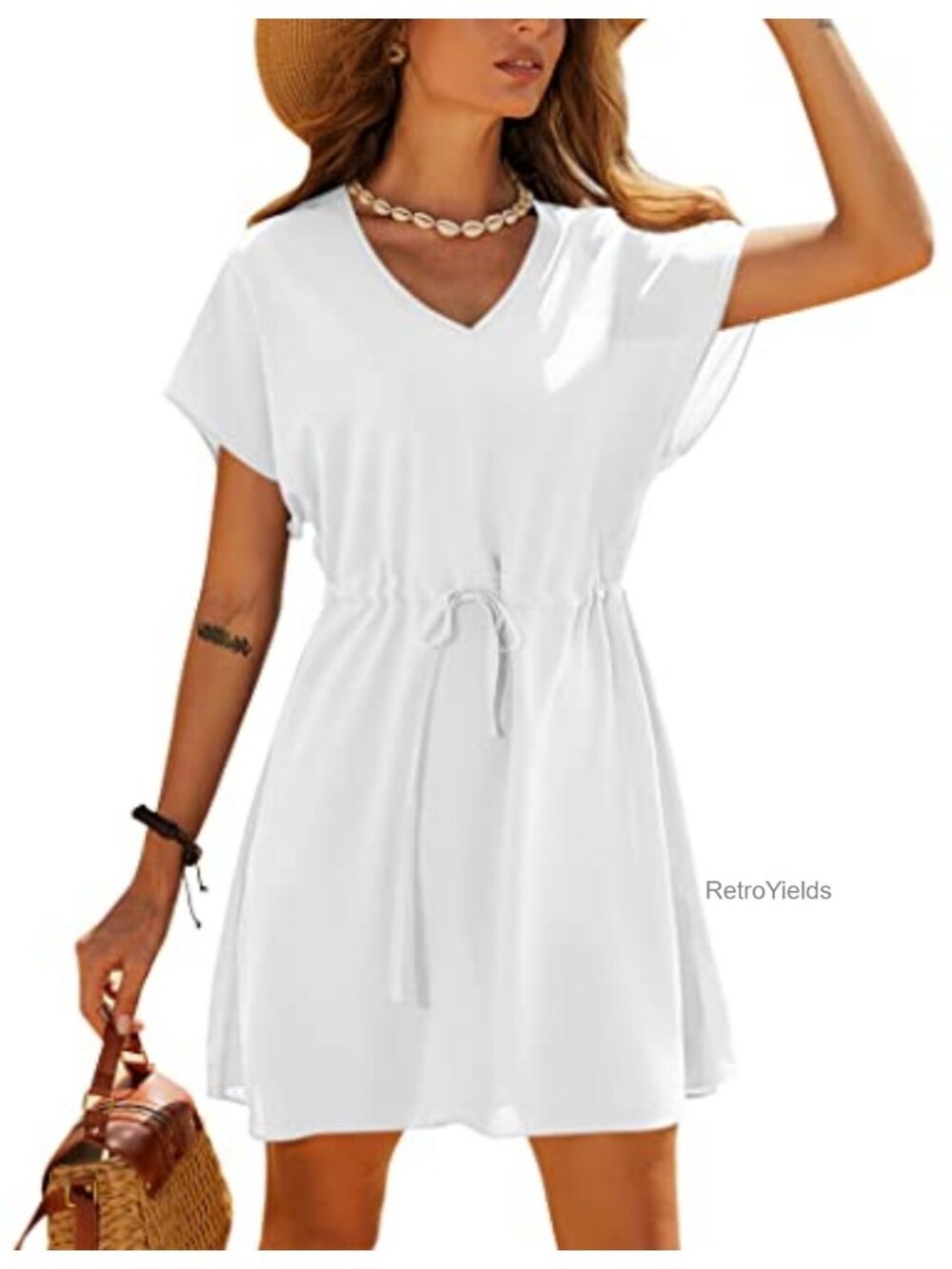 Ekouaer Women Beach Cover Up Dress 100% Polyester Lightweight Hawaiian Print